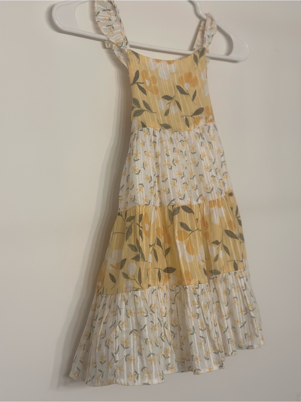 Catherine Malandrino Yellow and White Floral Tiered Dress